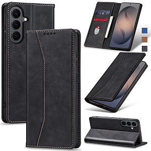 jasonyu flip wallet case for samsung galaxy s26 pluss26 5gleather magnetic folio cover with card holderkickstand - tpu shockproof durable protective phone caseblack