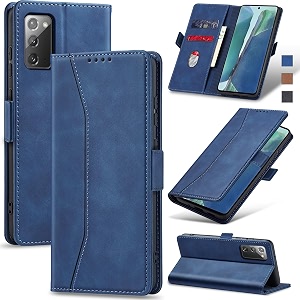 jasonyu flip wallet case for samsung galaxy note 20leather magnetic folio cover with card holderkickstand - tpu shockproof durable protective phone caseblue