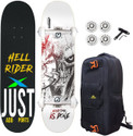 Jaspo Downtown Surfers Hell Rider 7 layer Canadian mapple skateboard deck 31 inch x 8 inch Skateboard (White, Black, Pack of 1)