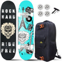 Jaspo Downtown Surfers Rock Hard 7 layer Canadian mapple skateboard deck 31 inch x 8 inch Skateboard (Black, Blue, Pack of 1)