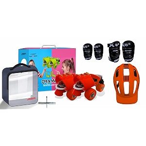 jaspo l39il champs baby kids quad adjustable junior roller outdoor wheel skates combosuitable for age group upto 5yrs orange