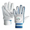 Jaspo League Cricket Batting Gloves (1 pair)-for beginners:Comfort : Leather Palm|Nylon Stitch|Air Vents|Elastic Towel Wrap for Adult/Senior Age Group-Recommended for soft ball only (M, Blue White)