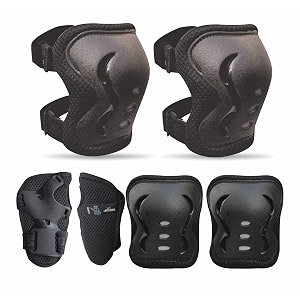 jaspo secure hybrid knee elbow amp wrist guard combo for skating cycling skateboarding roller skating inline skate running breathable amp washable fabric for all age groups