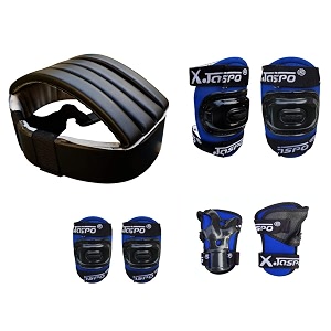 jaspo polypropylene secure skating protective bundle head knee elbow wrist cum palm guard set for age group up to 14 years blue