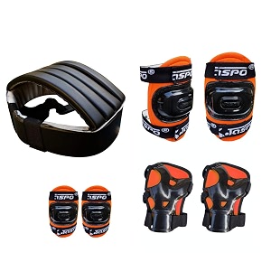 jaspo secure skating protective bundle for age group up to 14 years headkneeelbowwrist cum palm guard set orange