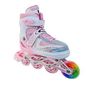 jaspo sparkle adjustable inline skates with front light up wheels beginner skates fun illuminating roller skates for all boys and girls