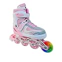 Jaspo Sparkle Adjustable Inline Skates with Front Light up Wheels Beginner Skates Fun Illuminating Roller Skates for All Boys and Girls