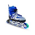 Jaspo Sparkle Adjustable Inline Skates with Front Light up Wheels Beginner Skates Fun Illuminating Roller Skates for All Boys and Girls