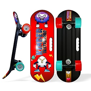 jaspo street runner junior 18 inches fiber skateboard for kids upto 7 years age group recommended boys and girls suitable beginners learners lil devils multicolor