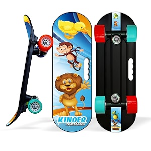 jaspo street runner junior 18 inches fiber skateboard for kids upto 7 years age group recommended boys and girls suitable beginners learners lion king multicolor