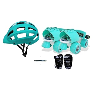 jaspo toddlers baby kids junior eco adjustable roller skates combo suitable for age group up to 5 years kinder ride eco - outdoor wheel multicolor