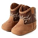 Jastore Baby Boys Girls Cowboy Boots Infant Western Booties Toddler Soft Sole Non-Slip First Walker Crib Shoes