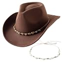 Jastore Western Cowboy Hat for Kids Girl Boy Classic Fedora Hat Felt Cowgirls Hats with Two Decorative Bands