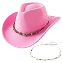 Jastore Western Cowboy Hat for Kids Girl Boy Classic Fedora Hat Felt Cowgirls Hats with Two Decorative Bands