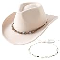 Jastore Western Cowboy Hat for Kids Girl Boy Classic Fedora Hat Felt Cowgirls Hats with Two Decorative Bands