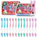 JASUNLEE 40Pack Mini Disposable Toothbrushes 5-in-1 PrePasted Travel Toothbrush with Toothpaste Flosser Pick Tongue Scraper, Individually Wrapped Box, Carry On Essentials for Airplane Camping