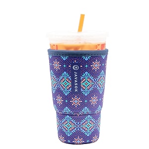 java sok reusable iced coffee cup insulator sleeve for cold beverages and neoprene holder for starbucks coffee mcdonalds dunkin donuts more diamond back 30-32oz large