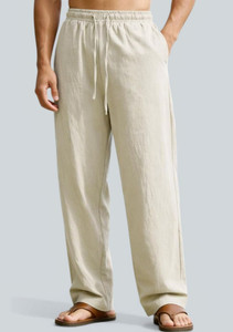 Javier Comfort Fit Men Beige Trousers