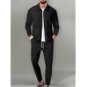 Jawdrobe Mens Zipper-Check Co-Ord Set Self-Textured