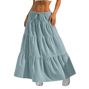 Jawdrobe Womens Georgette Ruffle Hem Long Flared