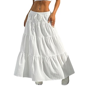 Jawdrobe Womens Georgette Ruffle Hem Long Flared