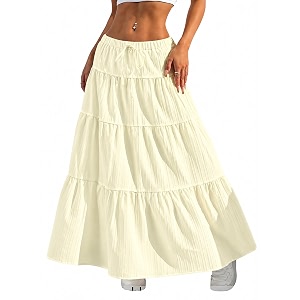 Jawdrobe Womens Georgette Ruffle Hem Long Flared