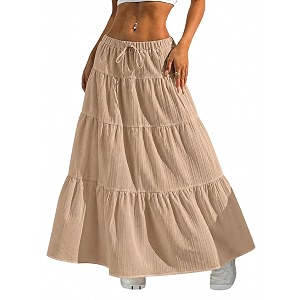 Jawdrobe Womens Georgette Ruffle Hem Long Flared