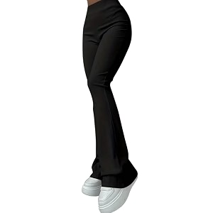 Jawdrobe Womens High Waist Ribbed Flared Pants