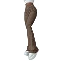 Jawdrobe Womens High Waist Ribbed Flared Pants