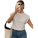 Jawdrobe Womens Striped Western Top Round Neck