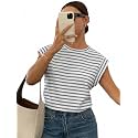 Jawdrobe Womens Striped Western Top Round Neck