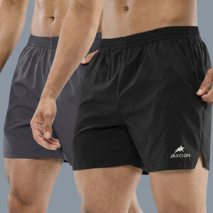 jaxcion Printed Men Black Grey Gym Shorts