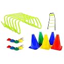 JAXTON Speed & Agility Training Equipment Kit with 4 M Ladder, 10 Soccer Cones, 6-Inch Hurdles, Sports & Fitness Practice Combo for All Age Groups