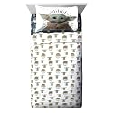 Jay Franco Baby Yoda Powerful Child 3-Piece Kids Twin Sheet Set, Microfiber, White, Star Wars
