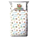Jay Franco Cocomelon Animals Kids 3-Piece Twin Sheet Set Microfiber White Moonbug