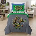 Jay Franco Teenage Mutant Ninja Turtles Kids Full Bed in a Bag, Comforter and Sheets, White, Nickelodean