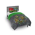Jay Franco Teenage Mutant Ninja Turtles Kids 2 Piece Grey Reversible Comforter and Pillowcase Bedding Set, Twin/Full, 72" (W) x 86" (L)