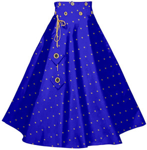 jay nagnath fab girls printed flared blue skirt