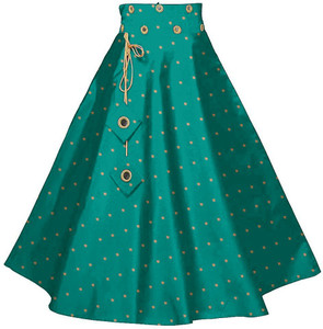 jay nagnath fab girls printed flared green skirt