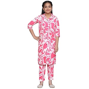 girls casual floral design salwar suit set for girls fancy girls kurta suit sets