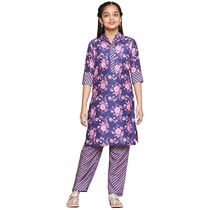 girls casual floral design salwar suit set for girls fancy girls kurta suit sets