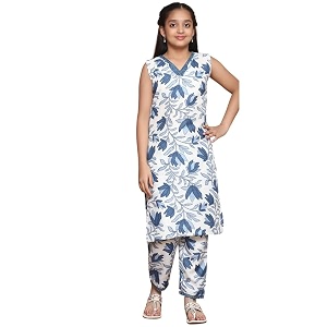 girls casual floral design salwar suit set for girls fancy girls kurta suit sets