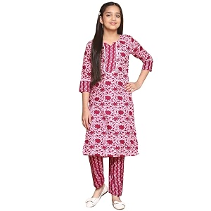 girls casual floral design salwar suit set for girls fancy girls kurta suit sets
