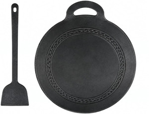 jayam 11 inch food coated iron tawa with spatula  induction compatible tawa 28 cm diameter iron induction bottom