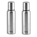 Jaypee Plus EzyPour Stainless Steel Oil Dispenser Bottle with Lid | Oil Bottle Spillproof Pourer &amp; Drizzler| Food Grade oil can for Kitchen, Silver, Set of 2 | 750ml