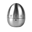 Jayron KT003 Egg Kitchen Timer Stainless Steel Egg Shaped Timer Mechanical Rotating Alarm 60 minutes count down timer for Cooking