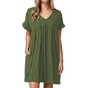 Jayscreate Women's Baby Doll Summer Casual T Shirt Flowy Short Sleeve Dress