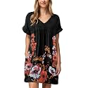 Jayscreate Women's Baby Doll Summer Casual T Shirt Flowy Short Sleeve Dress