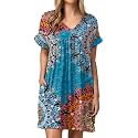 Jayscreate Women's Baby Doll Summer Casual T Shirt Flowy Short Sleeve Dress