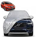 Jazz 100% Waterproof Car Cover | Dustproof Sun Protection Cover | Soft Cotton Lining | Triple Stitched | Mirror Pocket | Antenna Pocket | All Weather Body Cover (Silver with Yellow Piping)